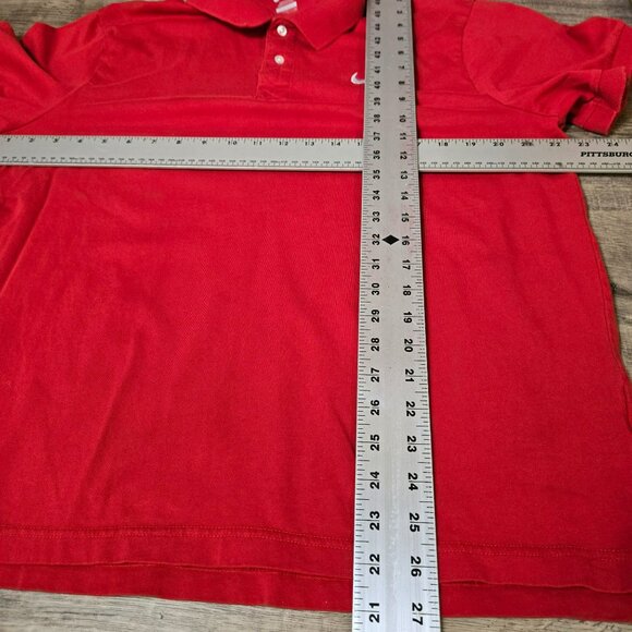 Nike Mens Red Polo Shirt XL Cotton Casual Short Sleeve Blank Embroidered Swoosh - Picture 6 of 9